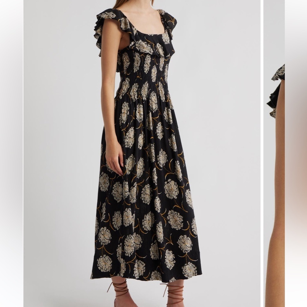 New The Great. The Havana Floral Print Black Maxi Dress Size 2 - Picture 5 of 8